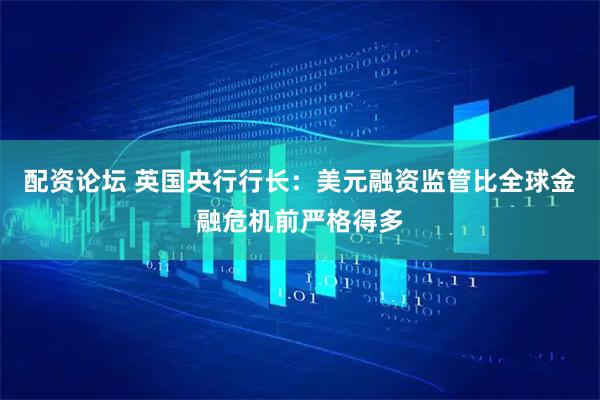 配资论坛 英国央行行长：美元融资监管比全球金融危机前严格得多