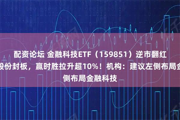 配资论坛 金融科技ETF（159851）逆市翻红，翠微股份封板，赢时胜拉升超10%！机构：建议左侧布局金融科技