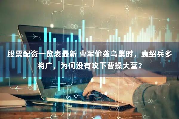 股票配资一览表最新 曹军偷袭乌巢时，袁绍兵多将广，为何没有攻下曹操大营？